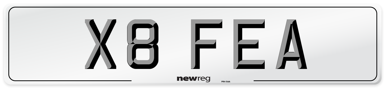 X8 FEA Number Plate from New Reg